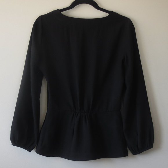 J.Crew Drapey Crepe Faux-Wrap Top in Black. Size 4T - Picture 5 of 8